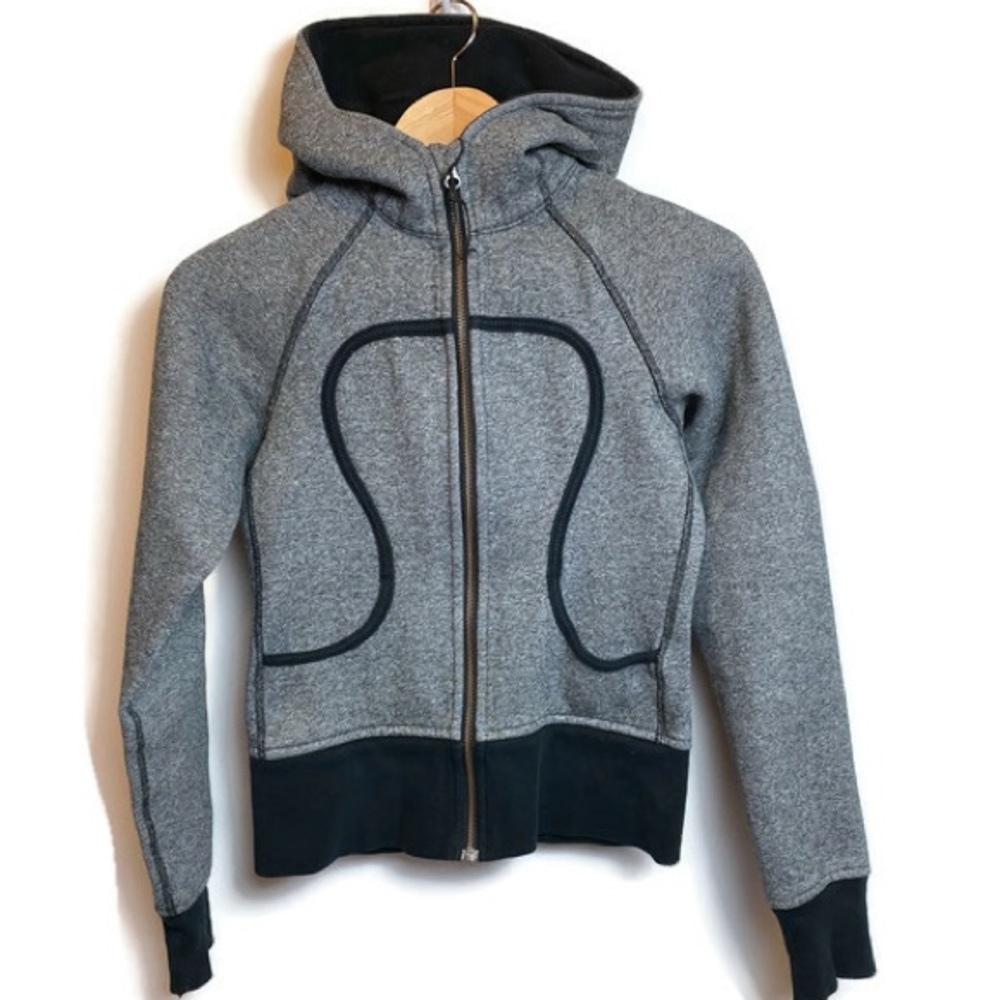 Lululemon Grey Black Scuba Hoodie Size 2 XS
